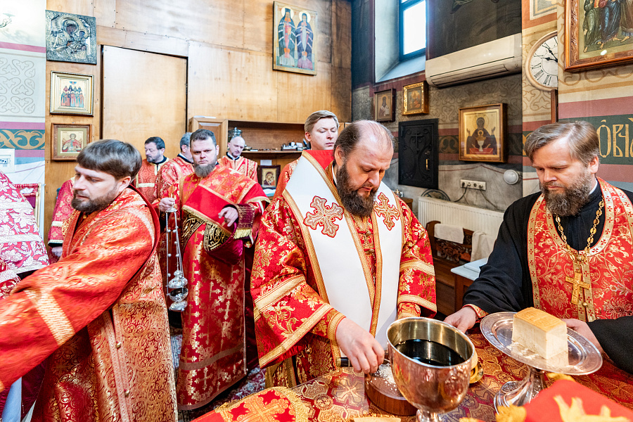 Божественная литургия в Преображенском соборе города Люберцы